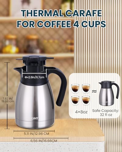 34Oz Thermal Coffee Carafe (Silver / 34 Ounces)