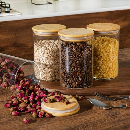 32oz 1Qt Round Glass Storage Containers with Lids 6 (32oz*6)