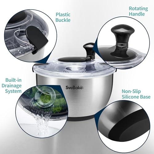 Stainless Steel Salad Spinner (Transparent Lid)