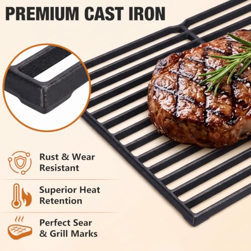 15" Cast Iron Grill Grates for Weber Spirit 200 Side Control (15.1"-7522 Grates)