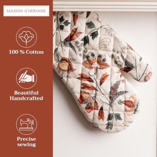Maison d'Hermine Oven Gloves 100% Cotton Oven Mitt (060 - Dalida / 7.5" x 13" (Oven Mitt))