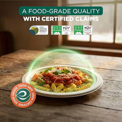 8.75 Inch Compostable Bagasse Paper Plates (8.75" [Natural])