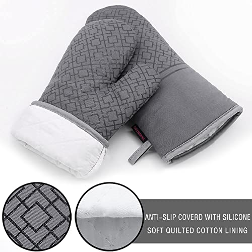 Oven Mitts and Pot Holders Sets 6pcs (Gray)