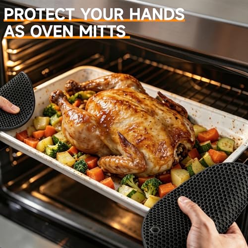 Silicone Trivets for Hot Dishes (Black: Square & Round)