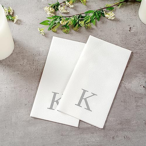 Silver K White Linen Feel Guest Towel Napkin (Silver / 2000 Count / K)