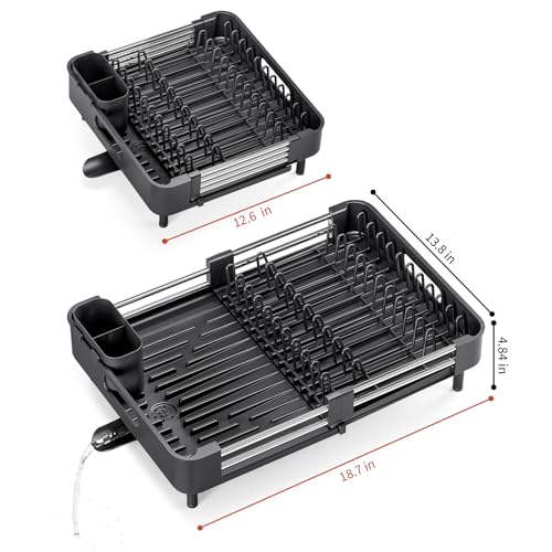 Expandable Dish Drying Rack for Kitchen Counter (Black / Standard)