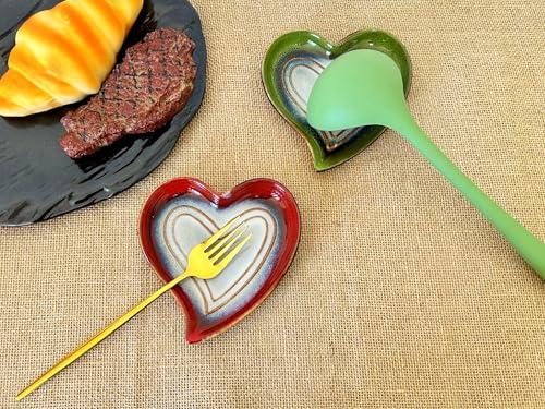 Ceramic Spoon Rest for Stove Top (Retro Red)