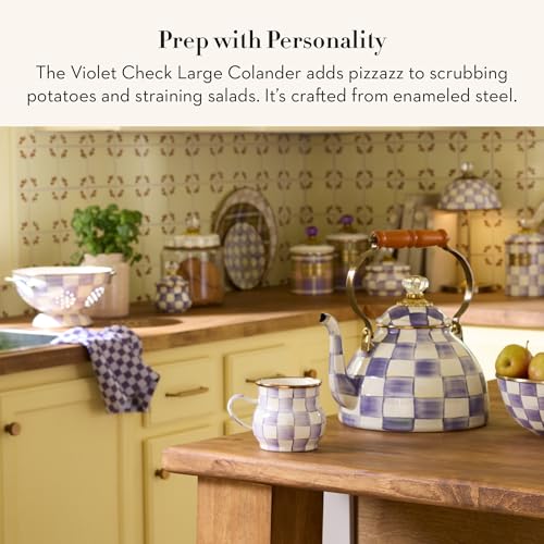 Enamel Colander (Large / Violet Check)