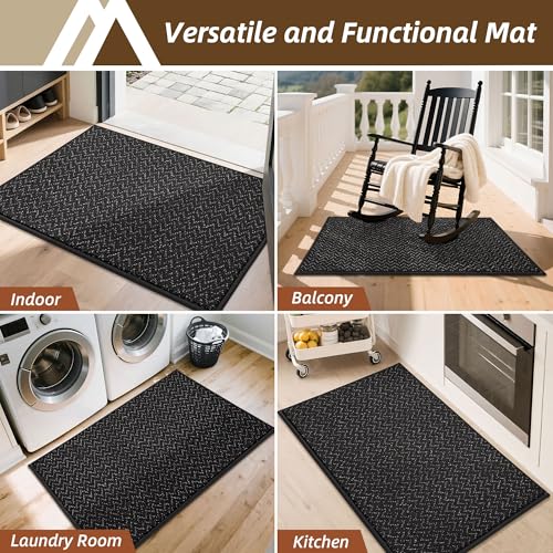 Dirt Trapper Door Mat 24"x36" Non Slip Washable Black