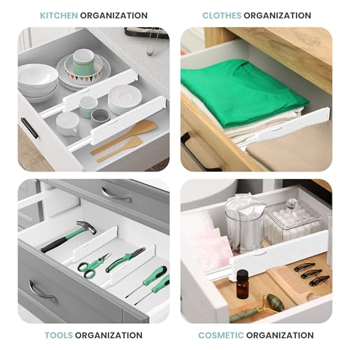 White Expandable Drawer Dividers (2.5" Tall, 13"-22" Long)