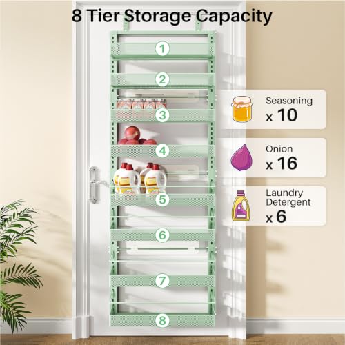 8 Tiers Over the Door Organizer (Green / 17" W x 6" D x 69" H)