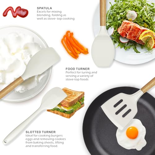 Silicone Cooking Utensils Set (Cream White)