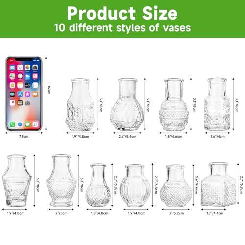 Glass Bud Vase Set of 20 Pcs