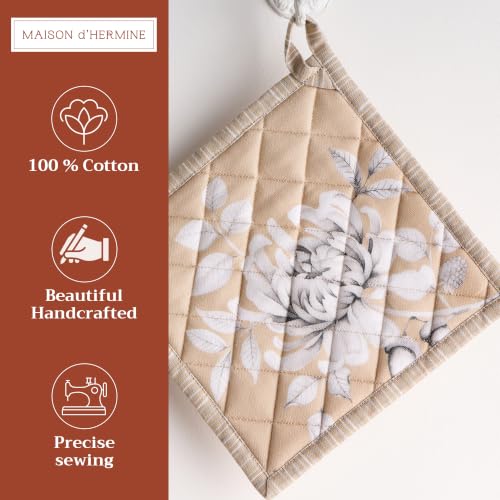 Pot Holders 100% Cotton Potholders (040 - Pretty Autumn / 8" x 8" (Pot Holder Pack of 2))