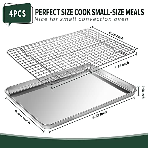 Small Baking Sheet with Rack Set [2 Cookie Sheets + 2 Baking Racks]