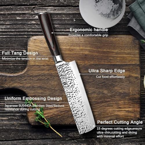Nakiri Knife 7 Inch (Black with Espresso Brown)