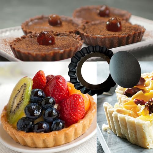 12Packs Mini Tart Pans 4 Inch Tart Pan Removable Bottom Round Nonstick Quiche Pan (4 Inch X 0.75-inch)