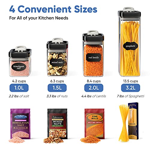 Airtight Food Storage Containers Set for Home Organization (Jet Black - Extra Volume)