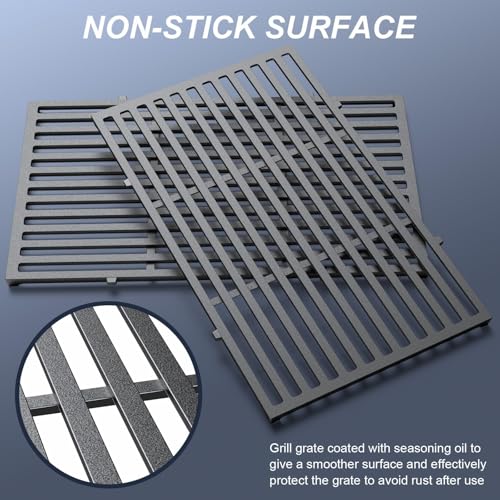 19.5" Grill Parts for Weber Genesis Grill Grates for Weber Genesis 300 Series Genesis E310 E320 E330 S310 S320 S330 EP310 Cast Iron Cooking Grates Replacement for Weber Parts 7524 7528 (19.5" x 25.8" - 7524 Genesis 300)