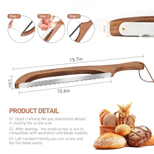 Bread Slicer Knife for Homemade Bread (Acacia wood)