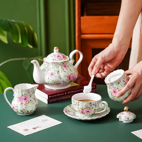 Ceramic Sugar and Creamer Set (Green)