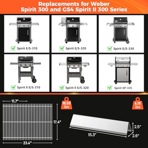15.3" Flavorizer Bars and Grill Grates for Weber Spirit E (S8 7636+7636)