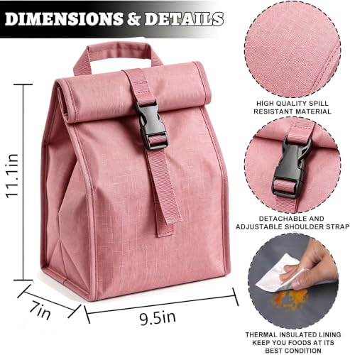 Insulated Foldable Lunch Bag (Pink(Hard Fabric))