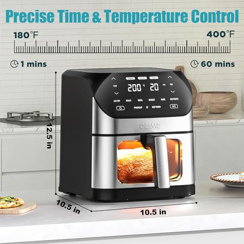 Air Fryer 6.2 QT Large Capacity Oilless Hot Air Fryers Oven 1500W Healthy Cooker with 10 Presets