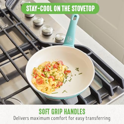 Soft Grip 8” Frypan Skillet and Spatula Breakfast Cookware Set (8" Frypan + Spatula / Turquoise)