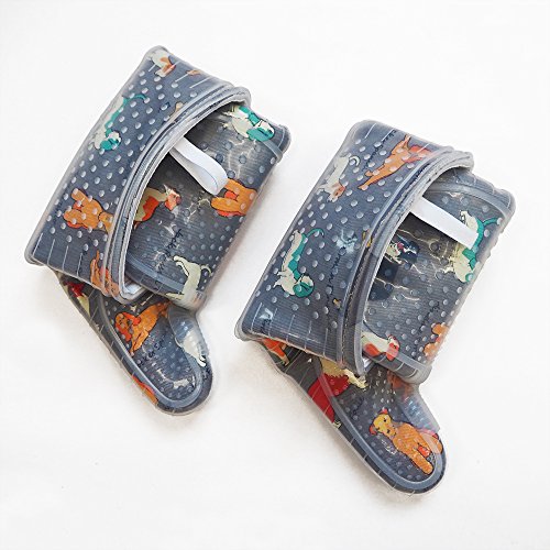 Oven Mitts with Transparent Clear Silicone Shell and Nice Dog Printing (Oven mitts / Gray)