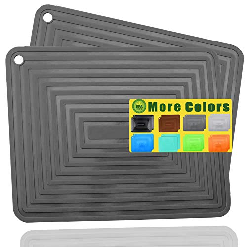 Large Silicone Trivet Mats for Hot Dishes (Dark Gray)