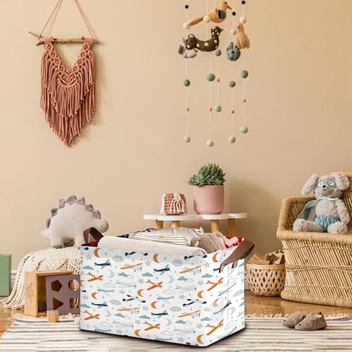 Aviation Themed Storage Basket Large 17x11.5x10.5 Inche (Color Aircraft)