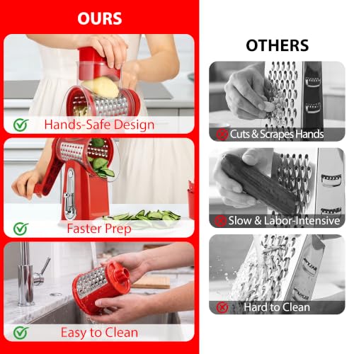 Rotary Cheese Grater 5 Blades (Red)