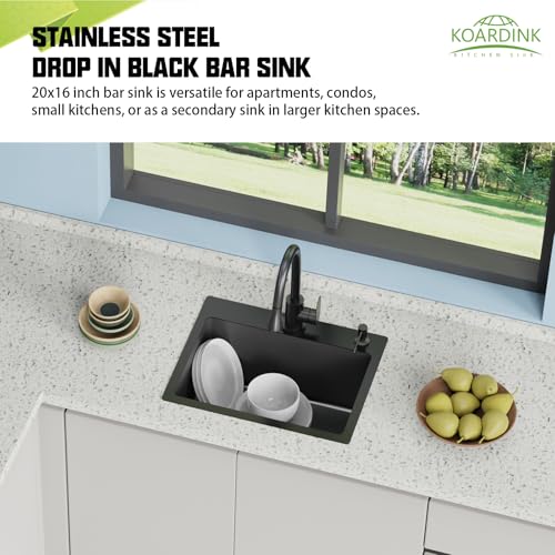 Black 20x16 In Kitchen And Bar Sink (20x16 Black)