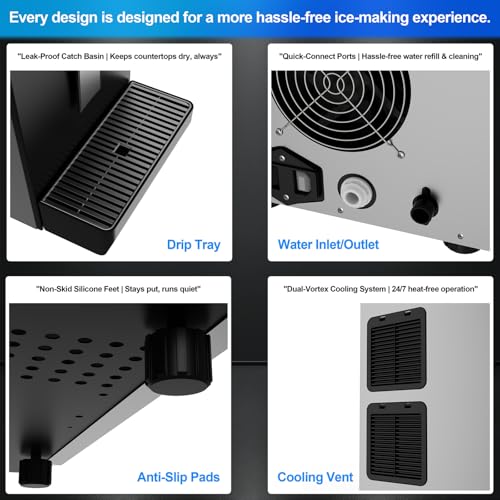 Nugget Ice Makers Countertop Soft Chewable Ice Machine with Auto