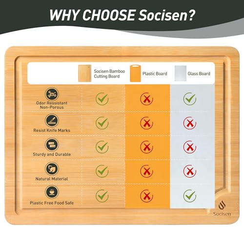 Bamboo Cutting Board Set Non Slip Feet with Holder Over Sink Adult Women Her Sister Aunt Wife Hustband Lady Bestie Soul Happy Christmas Xmas Birthday Gifts Cool Unique Aesthetic 30 40 60 70 Year Old (4 Pack with Holder / Natural)
