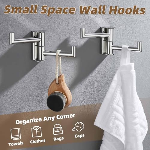 Swivel Wall Hooks with 2 Arm (2 Pack / Polished Chrome)
