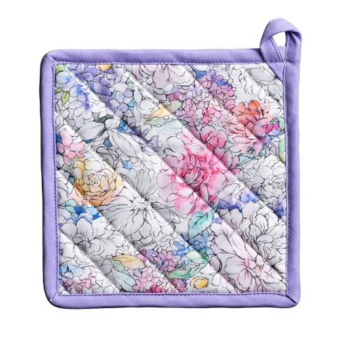 Pot Holders 100% Cotton Potholders (044 - Floral Love / 8" x 8" (Pot Holder Pack of 1))