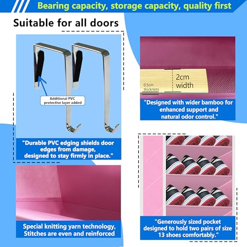 10 Tiers Shoe Organizer for Closet (Pink)