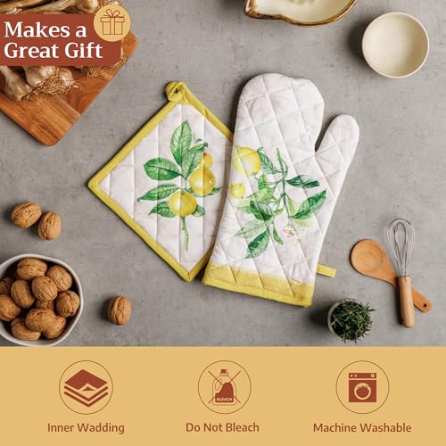 Pot Holders 100% Cotton Potholders (004 - Limoncello / 8" x 8" (Pot Holder Pack of 2))