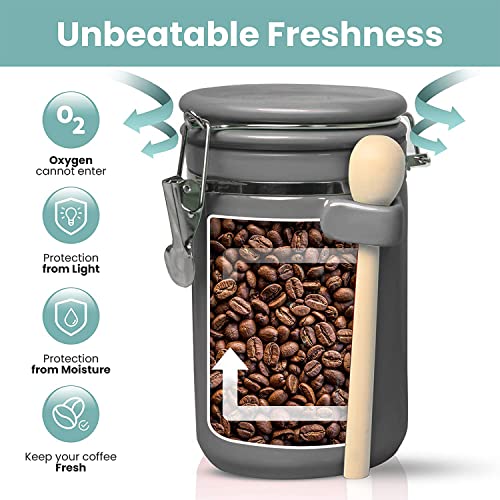 4 Piece Ceramic Kitchen Canisters Set (Grey)