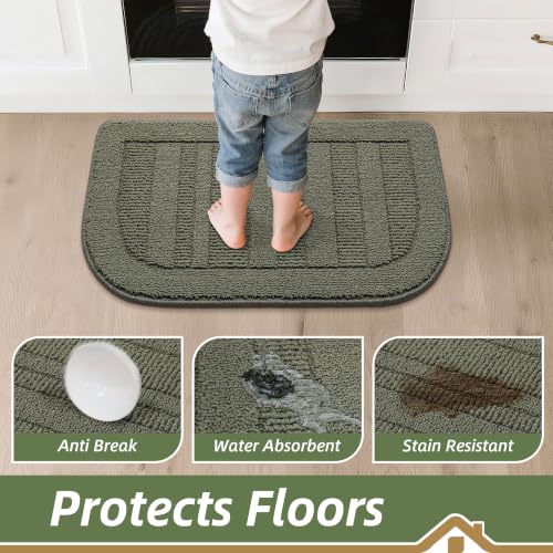 24x36 Inch Kitchen Rugs Non Slip Washable Kitchen Sink Rug (2' x 3' (Semicircular) / Green)