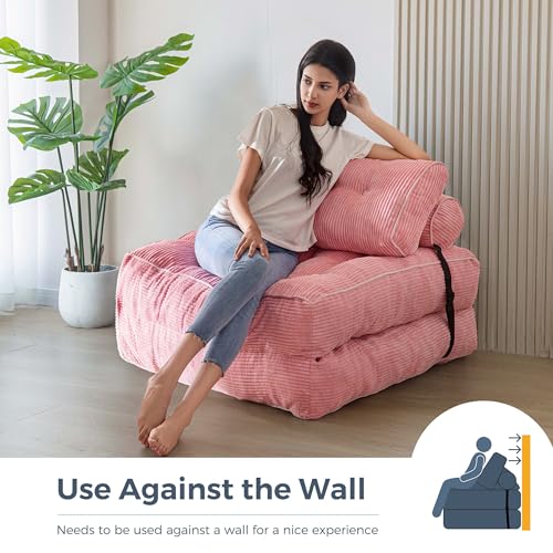 Folding Sofa Bed (Pink / Single)