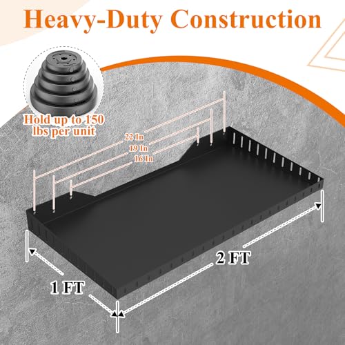 12 x 24 Inch Garage Wall Shelves (Black)