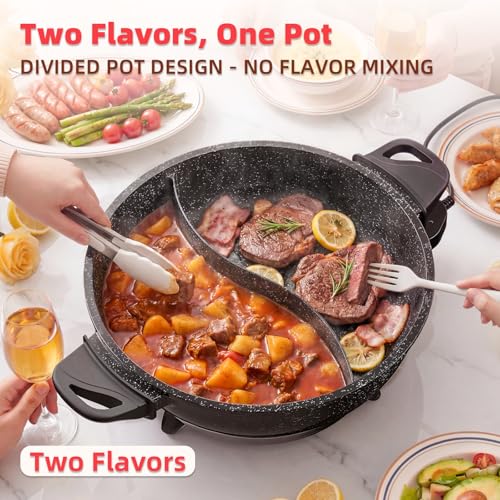 TWIN™ Dual Shabu Electric Hot Pot Fast&Even Heat (Midnight Black / 4.5 Quarts)