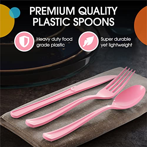 Party Solids Pink Plastic Spoons (Pink / Spoons)