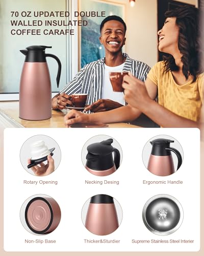 70 oz Thermal Coffee Carafe for keeping hot (Pink / 70 Ounces)