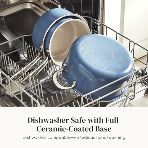 Ceramic Stock Pots Set 5QT (Blue / 6pc Set)