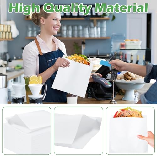 600 Pack Paper Sandwich Bags10x10 inch Wax Paper Bags (White-600PCS / 10x10 inch)