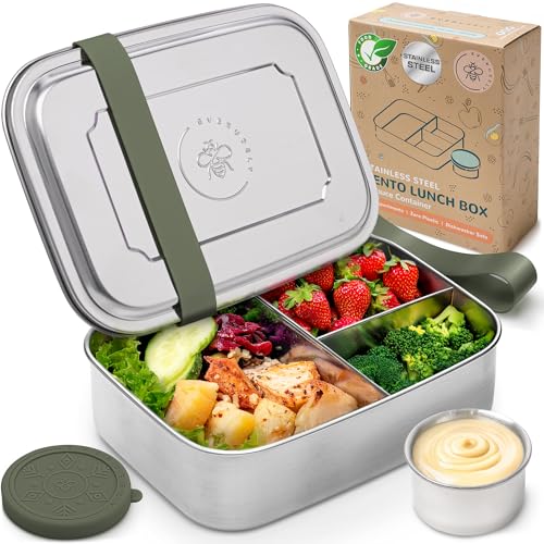 Stainless Steel Bento Box + Condiment Container (Sage / 60oz / 1800ml)